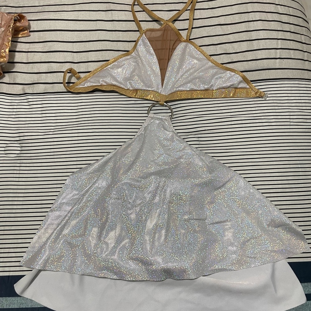Shimmering Silver and Gold Dance Costume